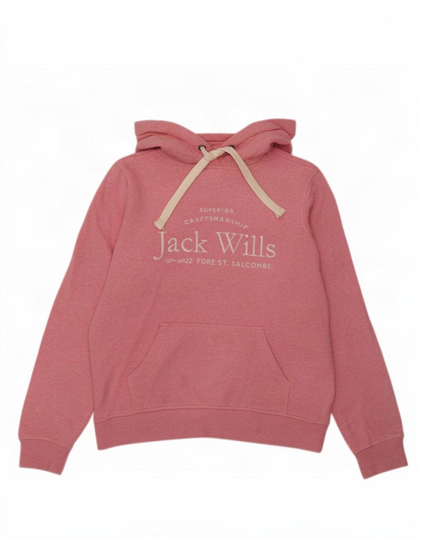 Maglione con cappuccio ampio con grafica da donna Jack Wills UK 12 Cotone rosa medio