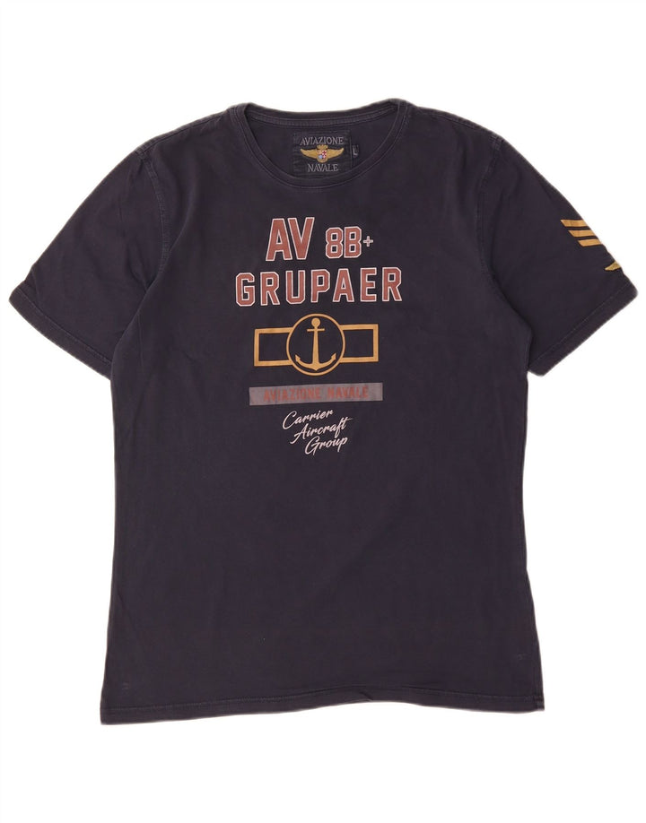 AVIAZIONE NAVALE T-shirt grafica da uomo Top Large in cotone blu navy