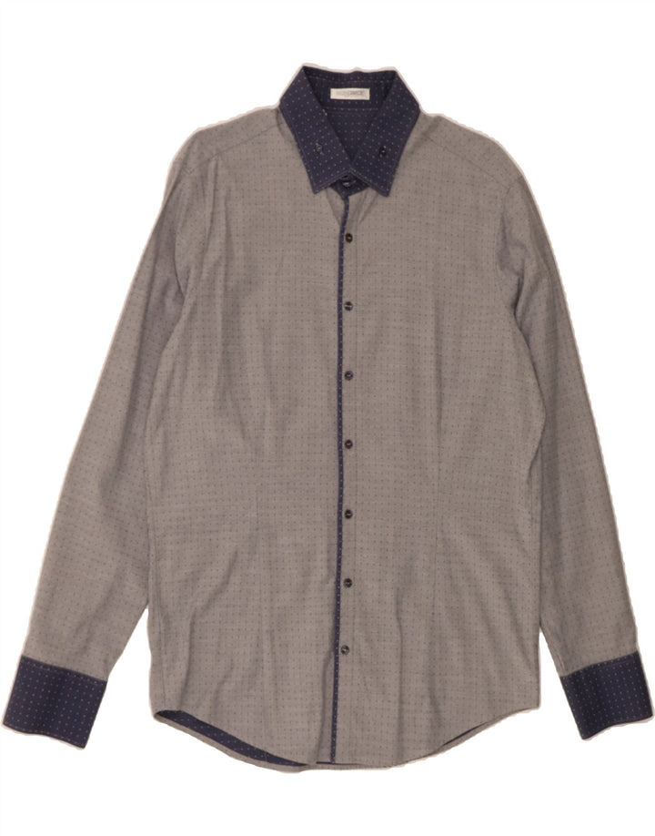 NARACAMICIE Mens Shirt XL Grey Spotted Vintage Naracamicie and Second-Hand Naracamicie from Messina Hembry 