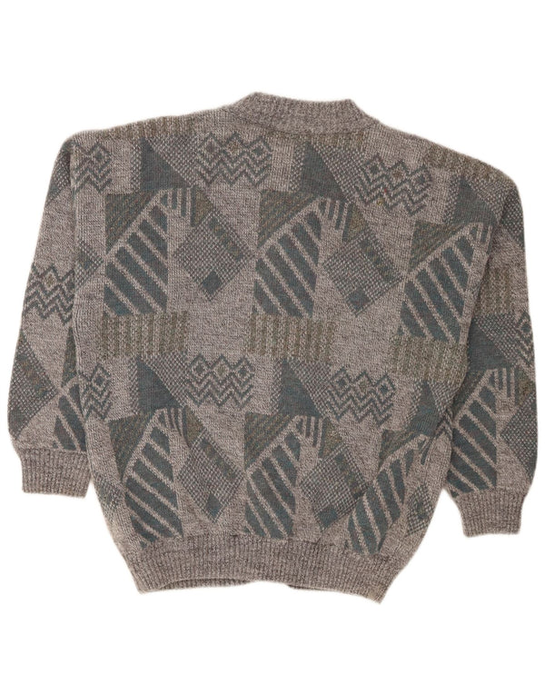 Maglione cardigan ampio da uomo Gianni, grigio medio geometrico
