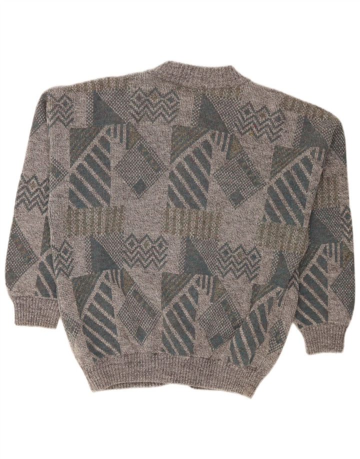 Maglione cardigan ampio da uomo Gianni, grigio medio geometrico