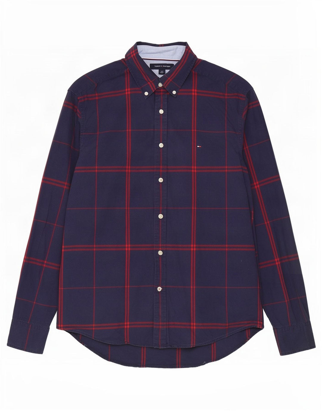 Camicia da uomo Tommy Hilfiger grande cotone a quadri blu navy