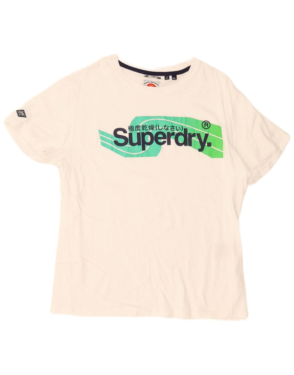 T-shirt grafica da donna Superdry Top UK 20 2XL cotone bianco