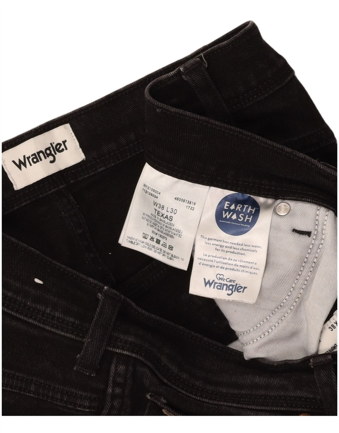 Jeans dritti da uomo Texas WRANGLER W38 L30 cotone nero