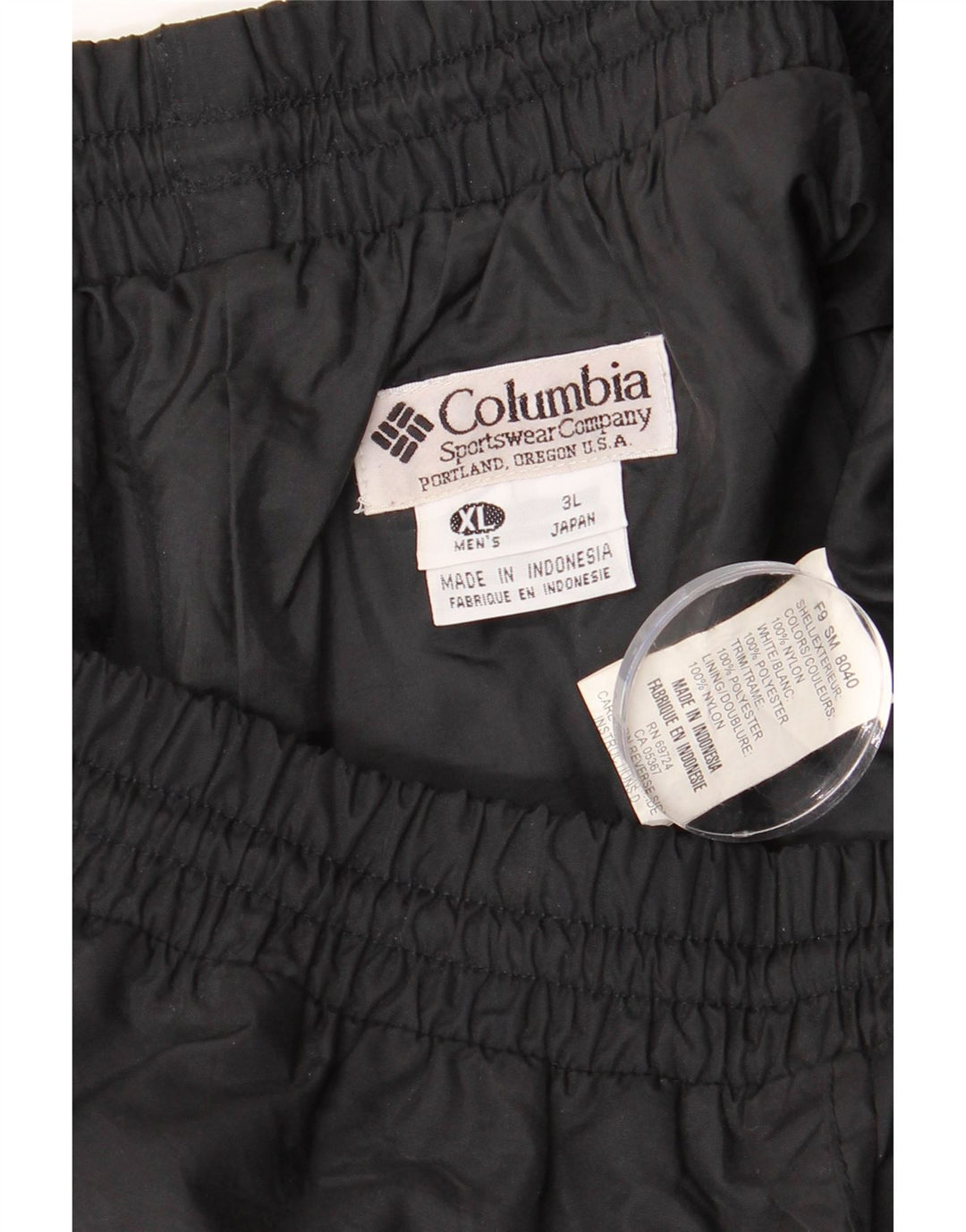 Pantaloni Columbia Windbreaker da uomo XL in nylon nero