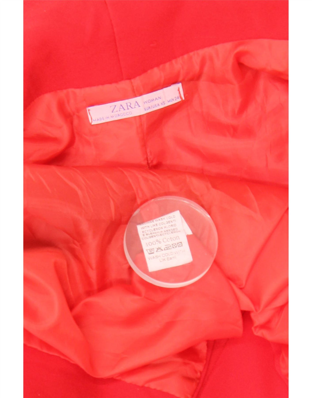 Soprabito aperto da donna Zara UK 6 XS rosso cotone