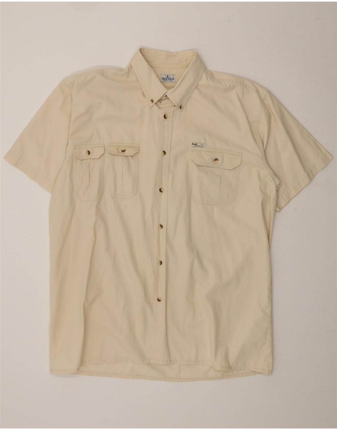 GIANI FEROTI Mens Short Sleeve Shirt XL Beige Cotton Vintage Giani Feroti and Second-Hand Giani Feroti from Messina Hembry 