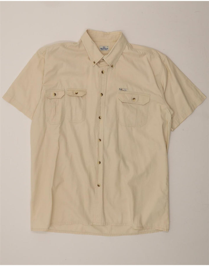 GIANI FEROTI Mens Short Sleeve Shirt XL Beige Cotton Vintage Giani Feroti and Second-Hand Giani Feroti from Messina Hembry 