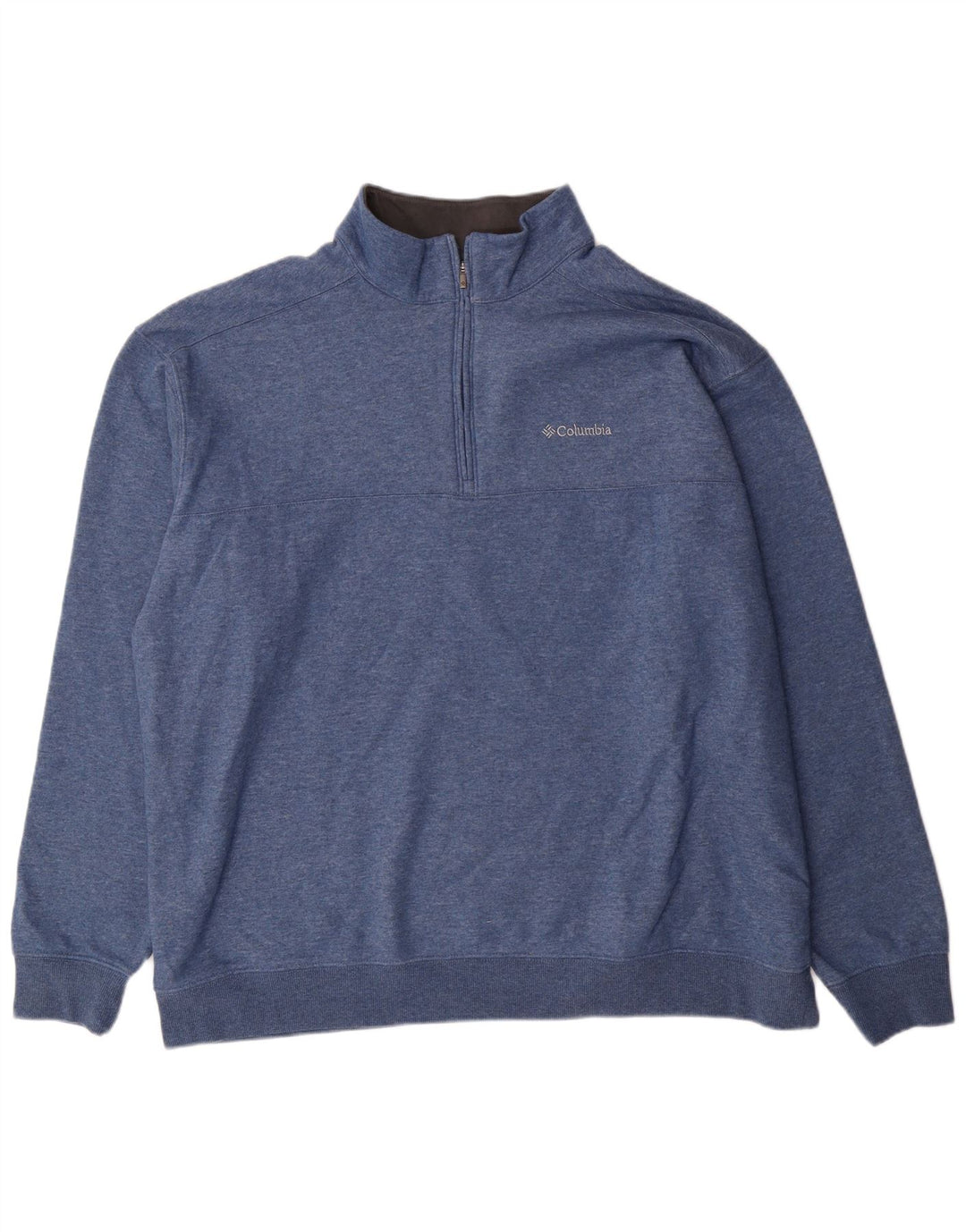 Felpa Columbia da uomo con zip e collo, 2XL, cotone blu