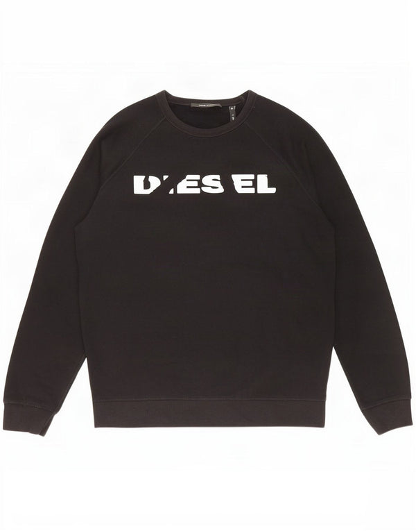 Diesel Felpa grafica da uomo Maglione grande cotone nero