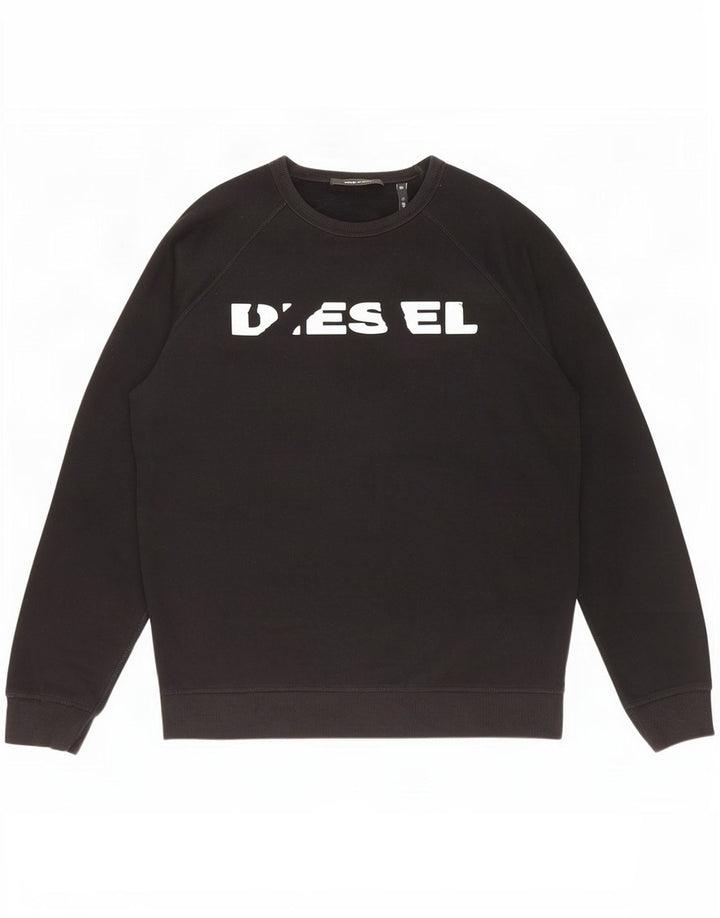 Diesel Felpa grafica da uomo Maglione grande cotone nero