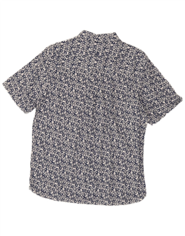 Camicia a maniche corte da uomo Fat Face Grande cotone geometrico blu