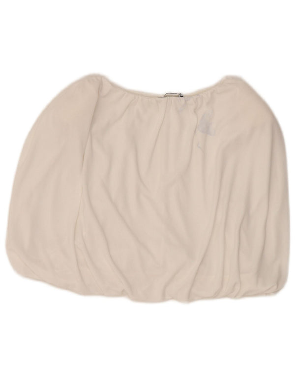 Top corto senza maniche da donna Zara UK 12 poliestere bianco medio