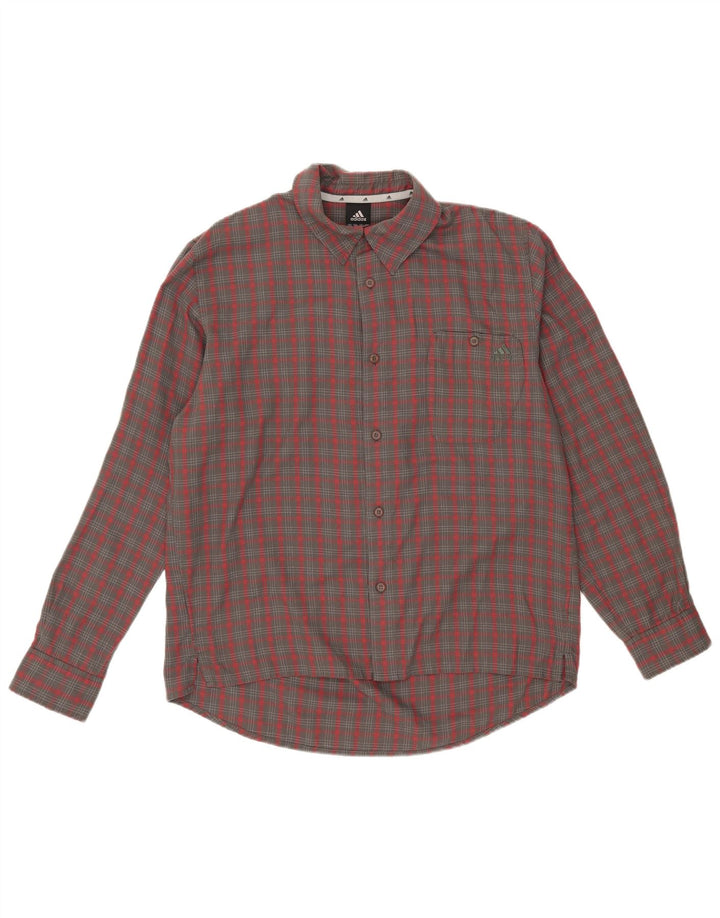 Camicia in flanella da uomo Adidas di colore grigio medio