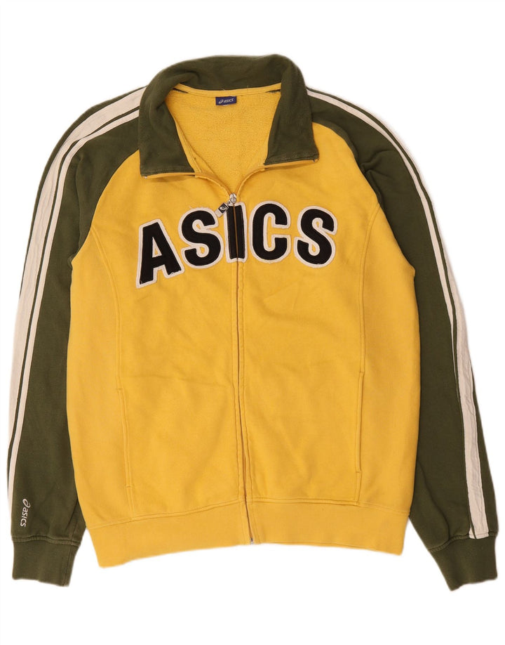 Giacca da ginnastica grafica da uomo Asics, giacca in cotone color block giallo medio