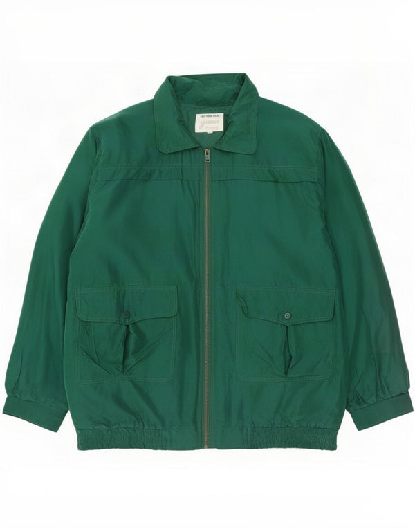 Giubbotto bomber vintage da uomo UK 40 grande seta verde