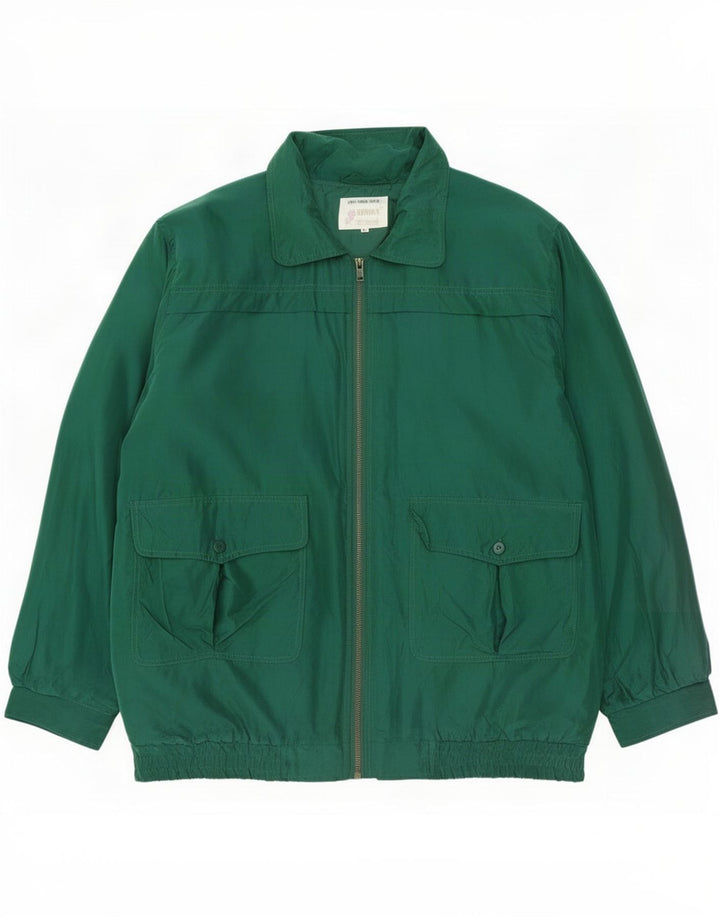 Giubbotto bomber vintage da uomo UK 40 grande seta verde