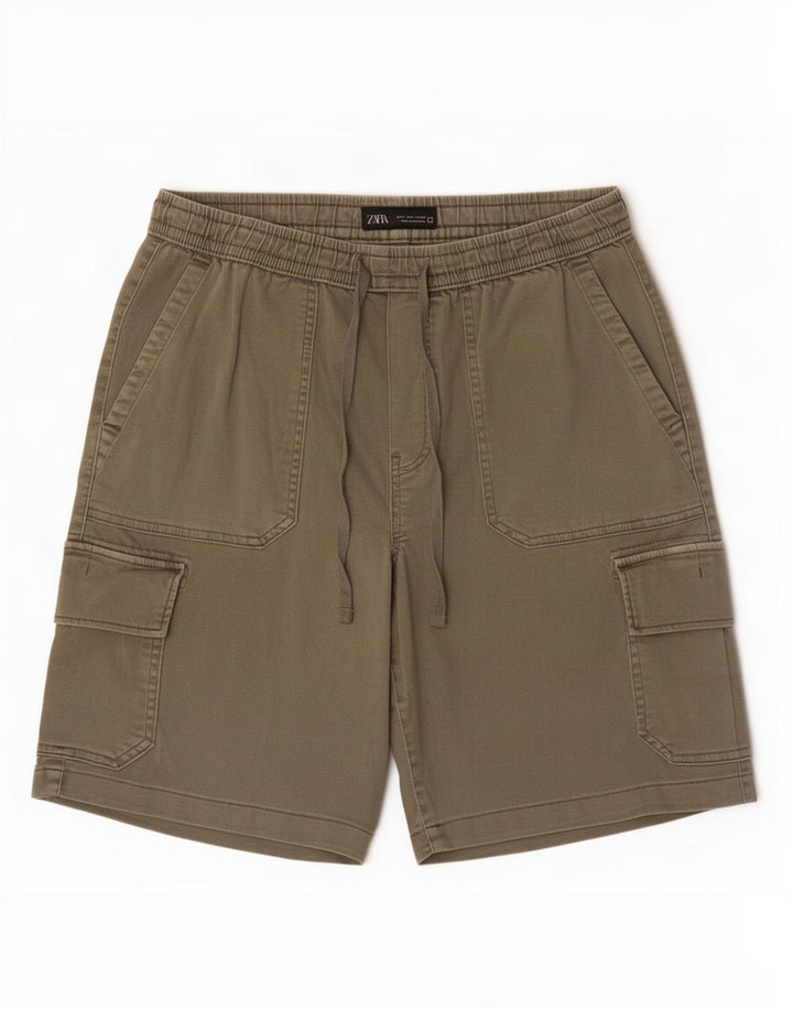 Pantaloncini cargo Zara da uomo piccoli W30 in cotone kaki
