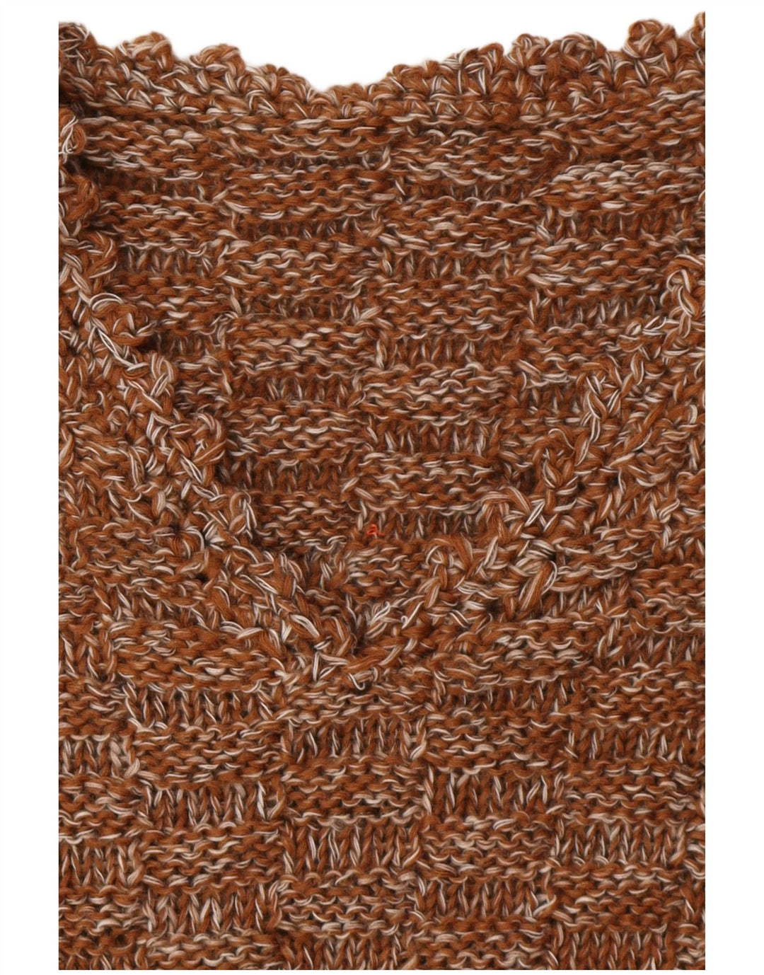 Maglione maglione con scollo a V da donna VINTAGE UK 16 grande marrone screziato