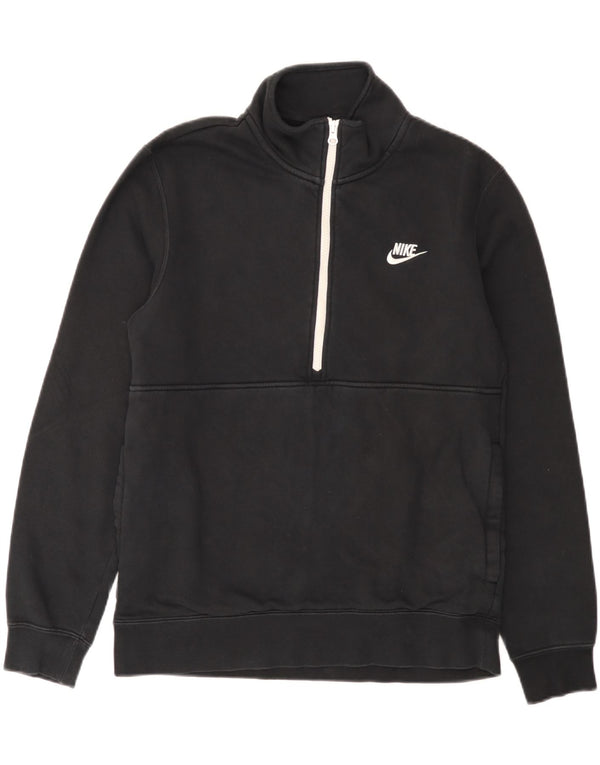 Felpa Nike da uomo con zip e collo, in cotone nero medio