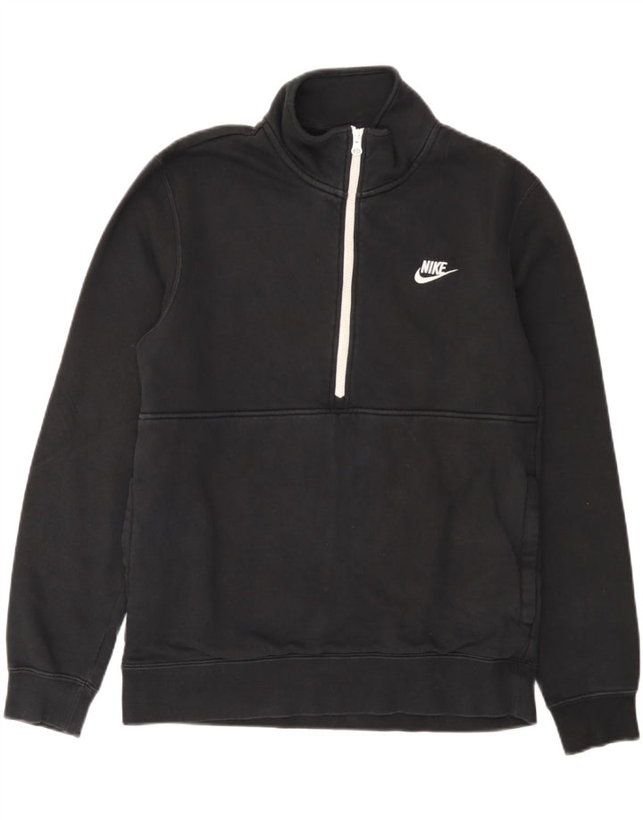 Felpa Nike da uomo con zip e collo, in cotone nero medio