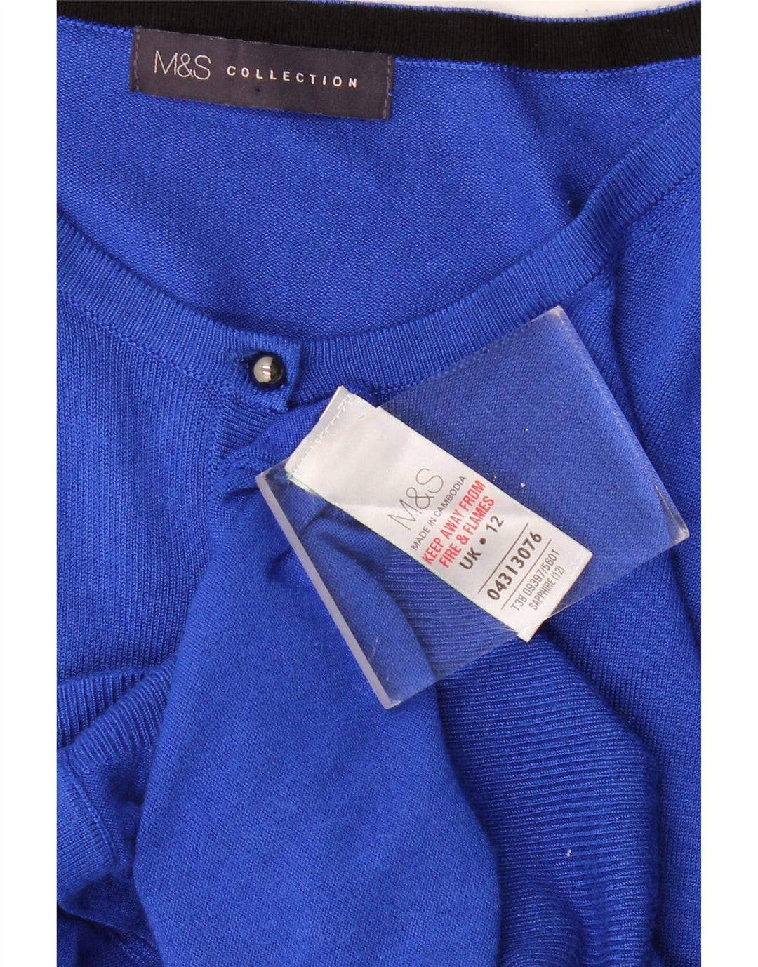 MARKS & SPENCER Maglione cardigan da donna UK 12 Viscosa blu medio