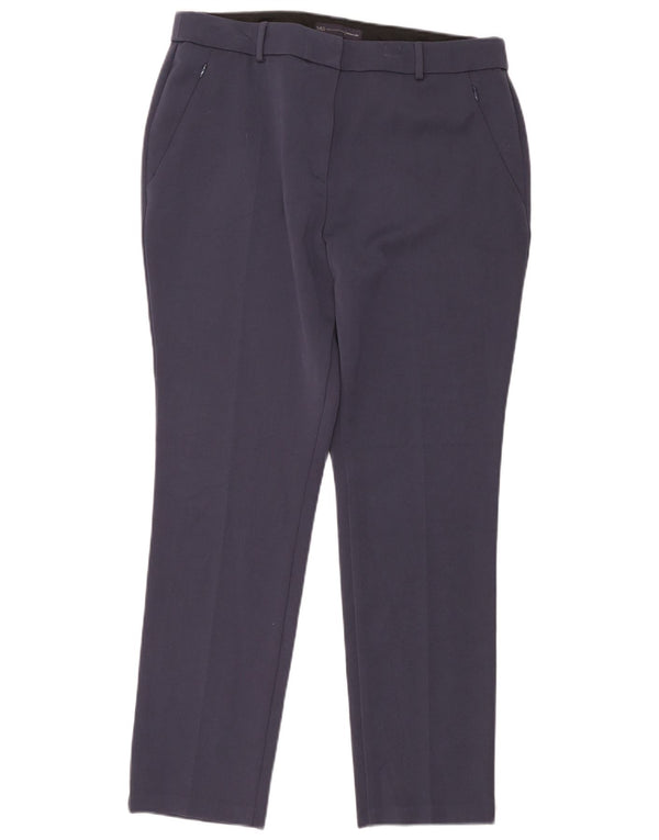 Pantaloni casual a vita alta da donna Marks & Spencer UK 16 Large W36 L28 Navy