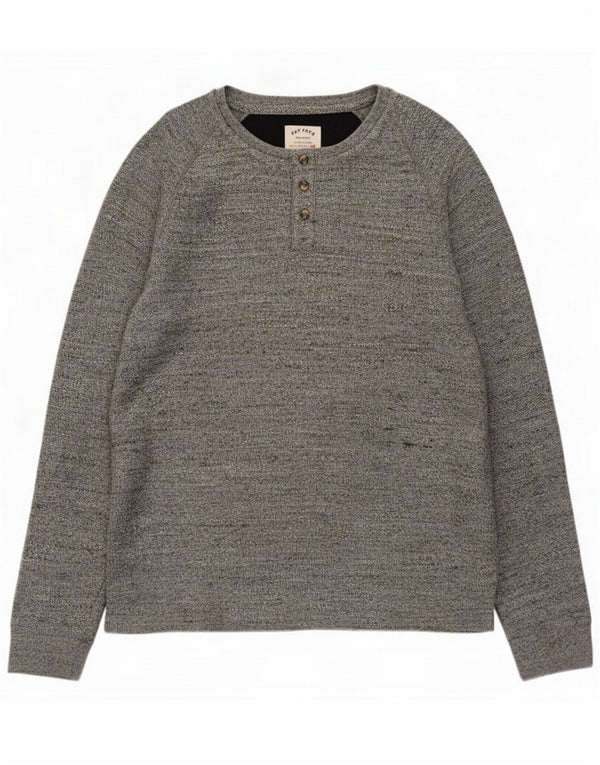 Fat Face Maglione da uomo con scollo a barchetta 2XL Cotone puntinato grigio
