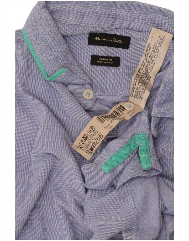 Polo da uomo vestibilità casual Massimo Dutti grande in cotone blu