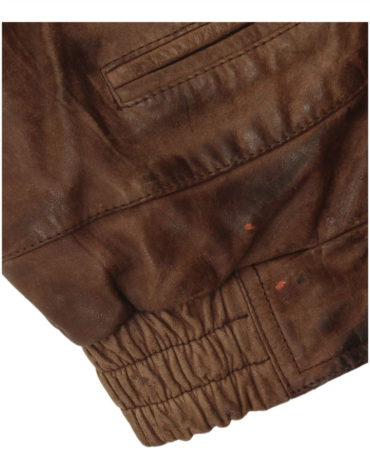 Gilet in pelle da uomo vintage IT 50 grande in pelle marrone