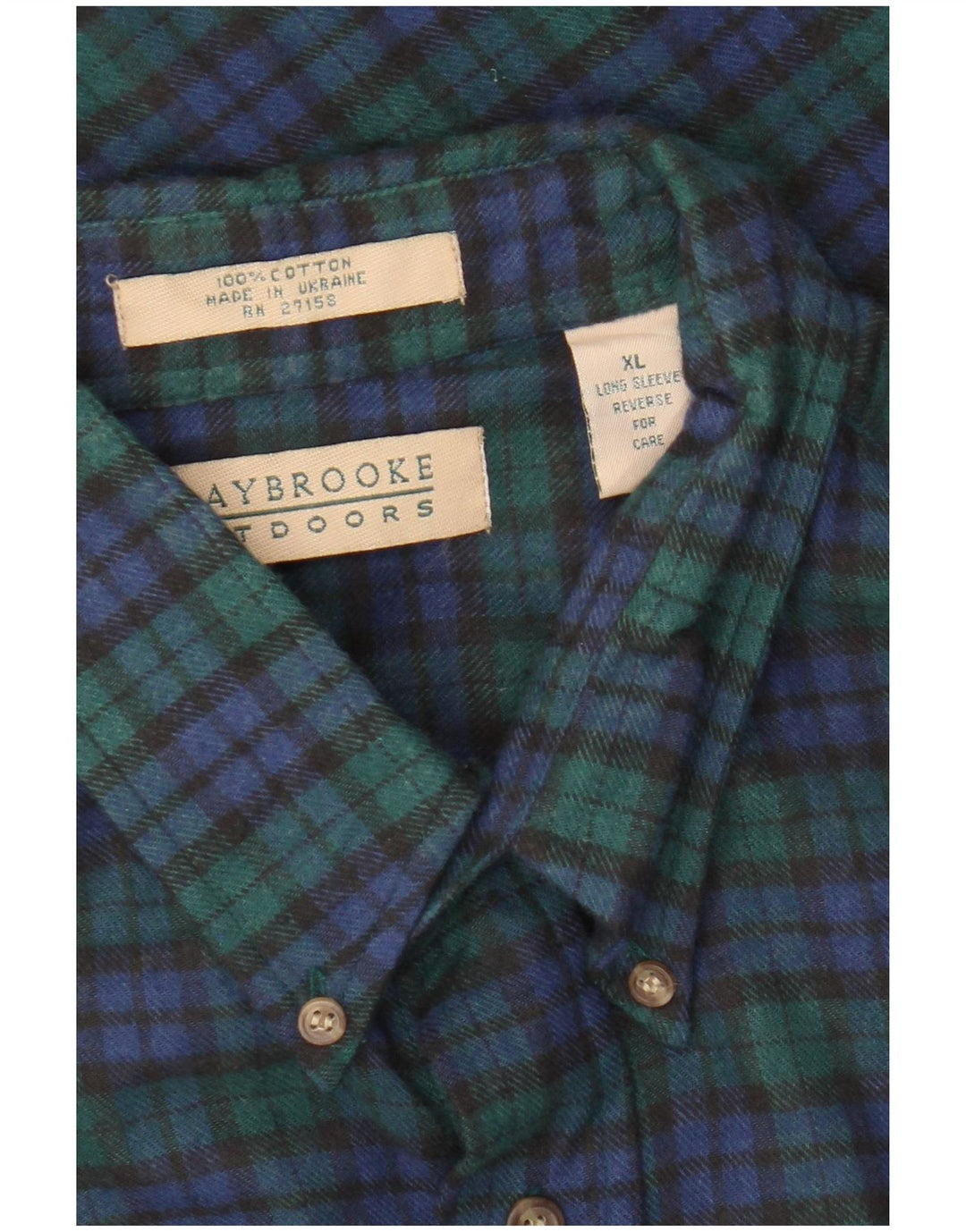 Camicia vintage da uomo in flanella XL in cotone a quadri verdi