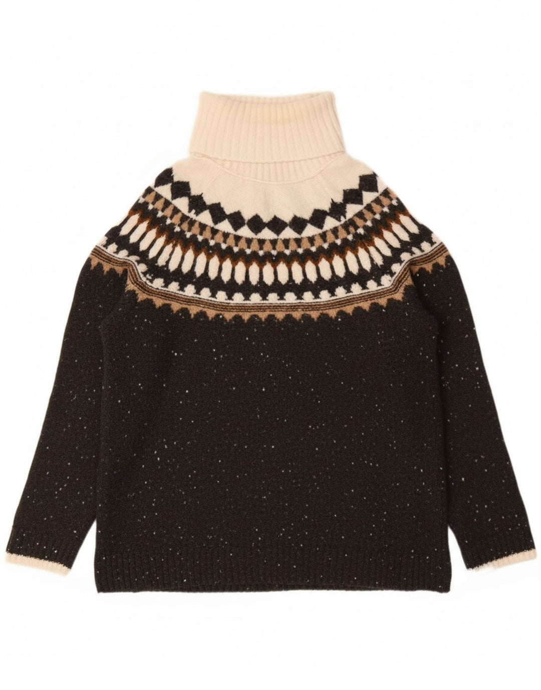 Maglione maglione a collo alto da donna Marks & Spencer UK 10 Small Grey Fair Isle