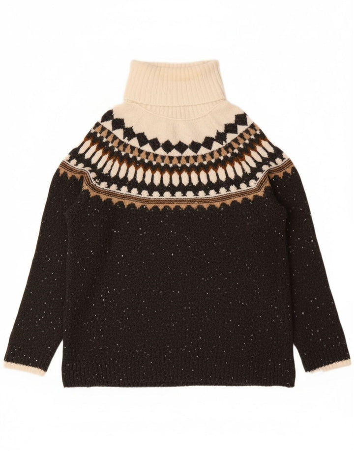 Maglione maglione a collo alto da donna Marks & Spencer UK 10 Small Grey Fair Isle