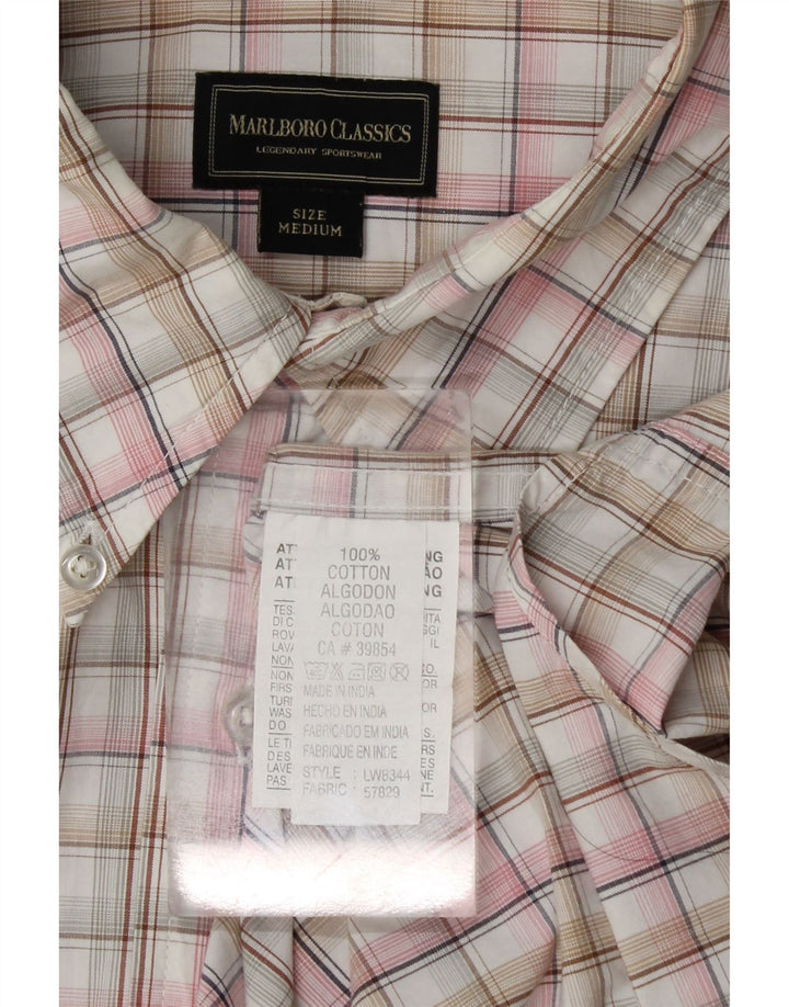 Camicia a maniche corte da uomo Marlboro Classics in cotone a quadri multicolore medio