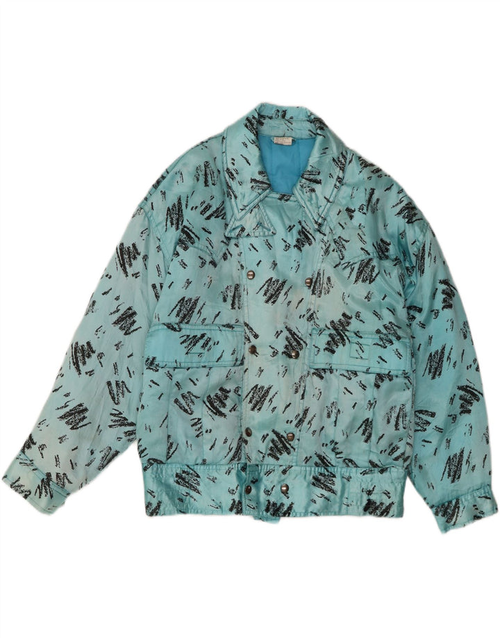 Giacca a vento vintage da uomo con motivo astratto UK 36 piccolo blu