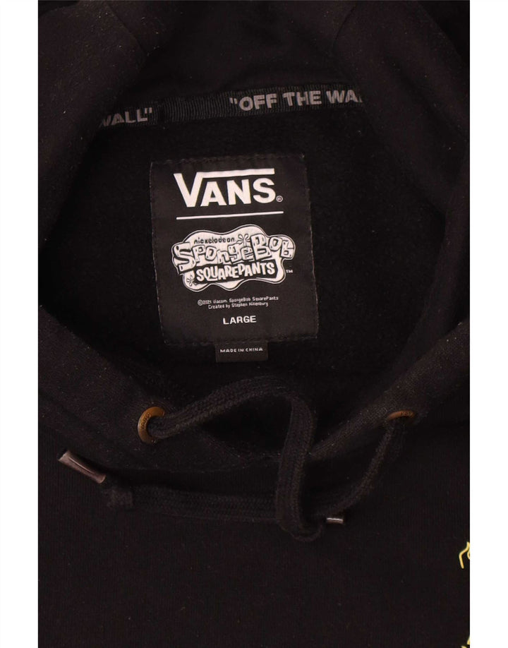 Felpa con cappuccio grafica da uomo Vans grande in cotone nero