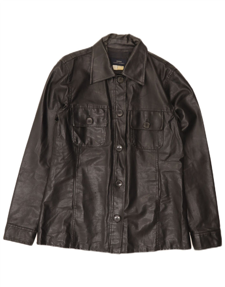 Giacca utilitaria da donna in ecopelle Zara EU 38 piccola cotone nero