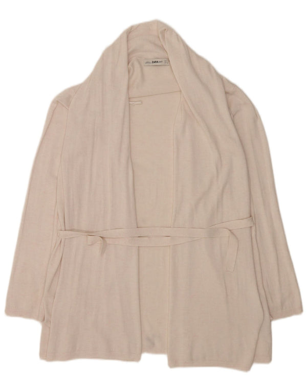 Maglione cardigan lungo da donna Zara UK 16 Large Beige Viscosa