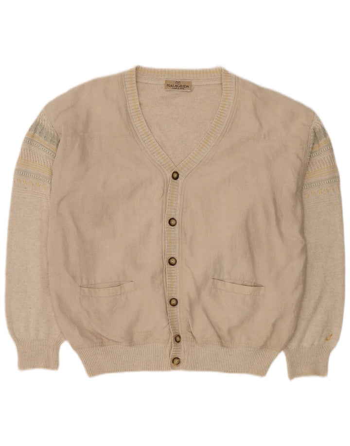 Malagrida Maglia Cardigan Uomo Large Beige in Viscosa