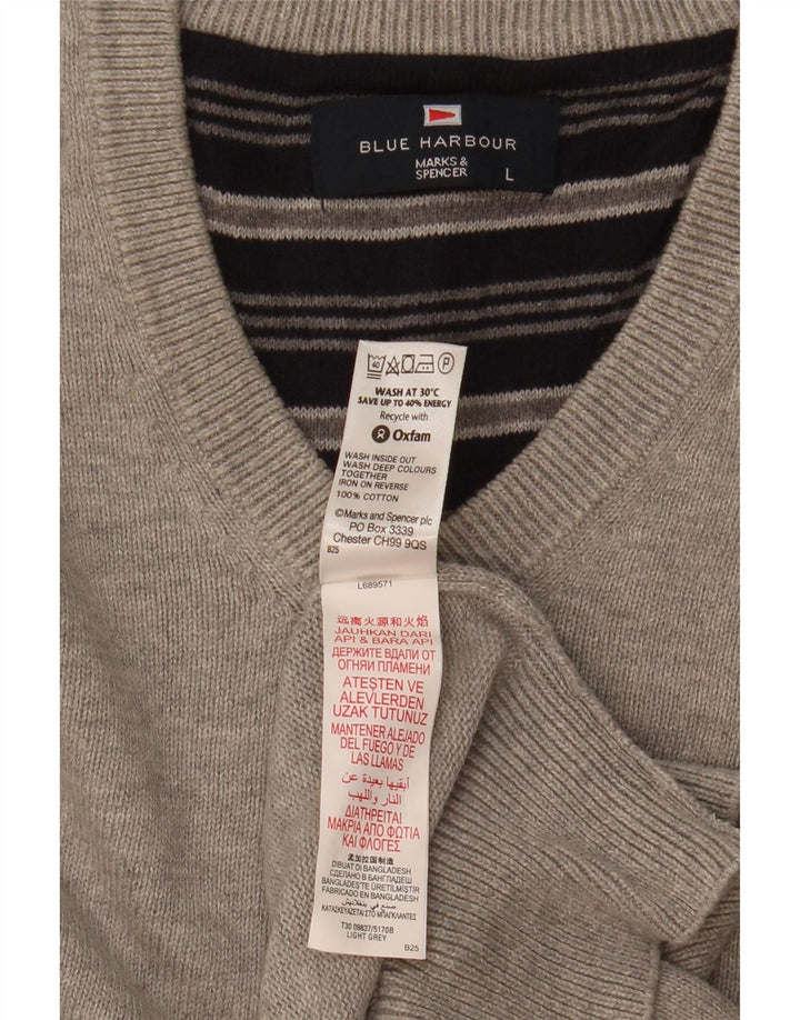 Canotta da uomo Marks & Spencer blu Harbour, grande cotone chiazzato grigio