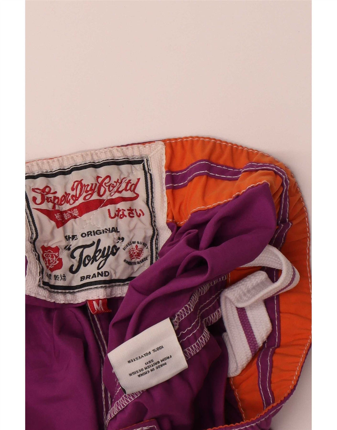 Pantaloncini da bagno grafici da donna Superdry UK 12 poliestere viola medio