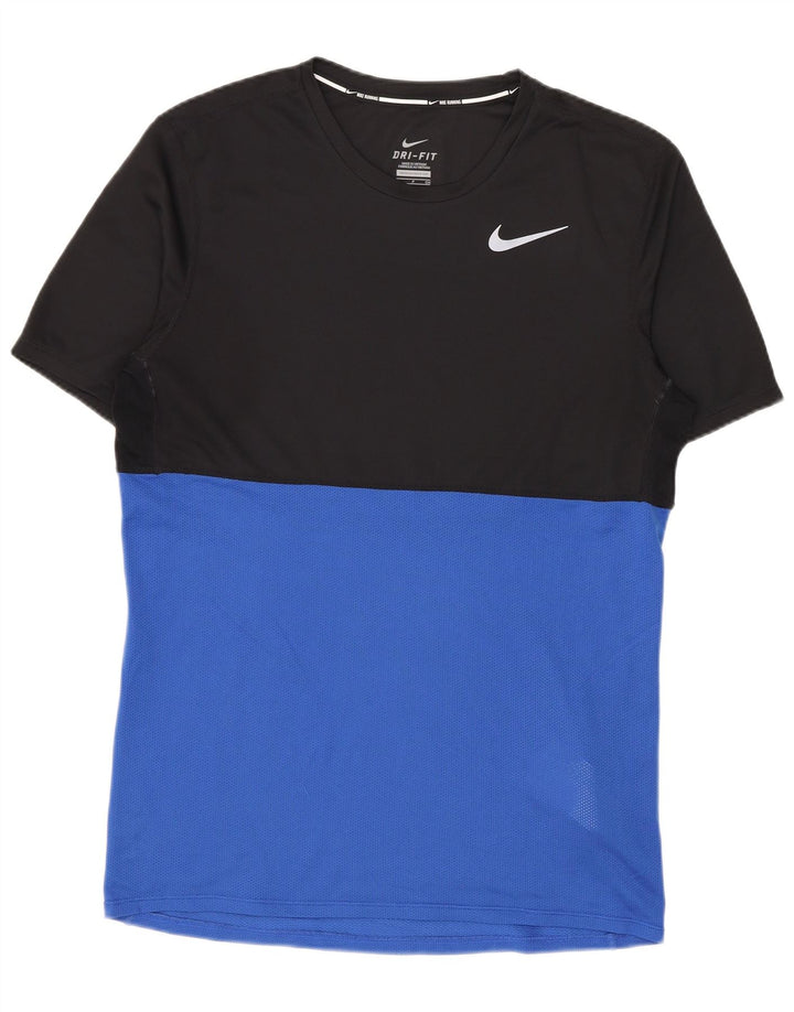 T-shirt NIKE da uomo Dri Fit Top Small in poliestere color block nero