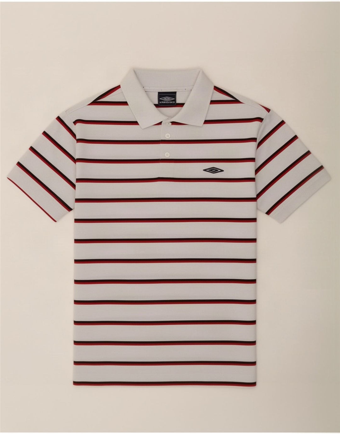 Umbro Polo da uomo grande in poliestere a righe bianche