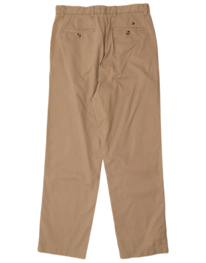 TOMMY HILFIGER Pantaloni chino dritti da uomo W33 L32 Cotone beige