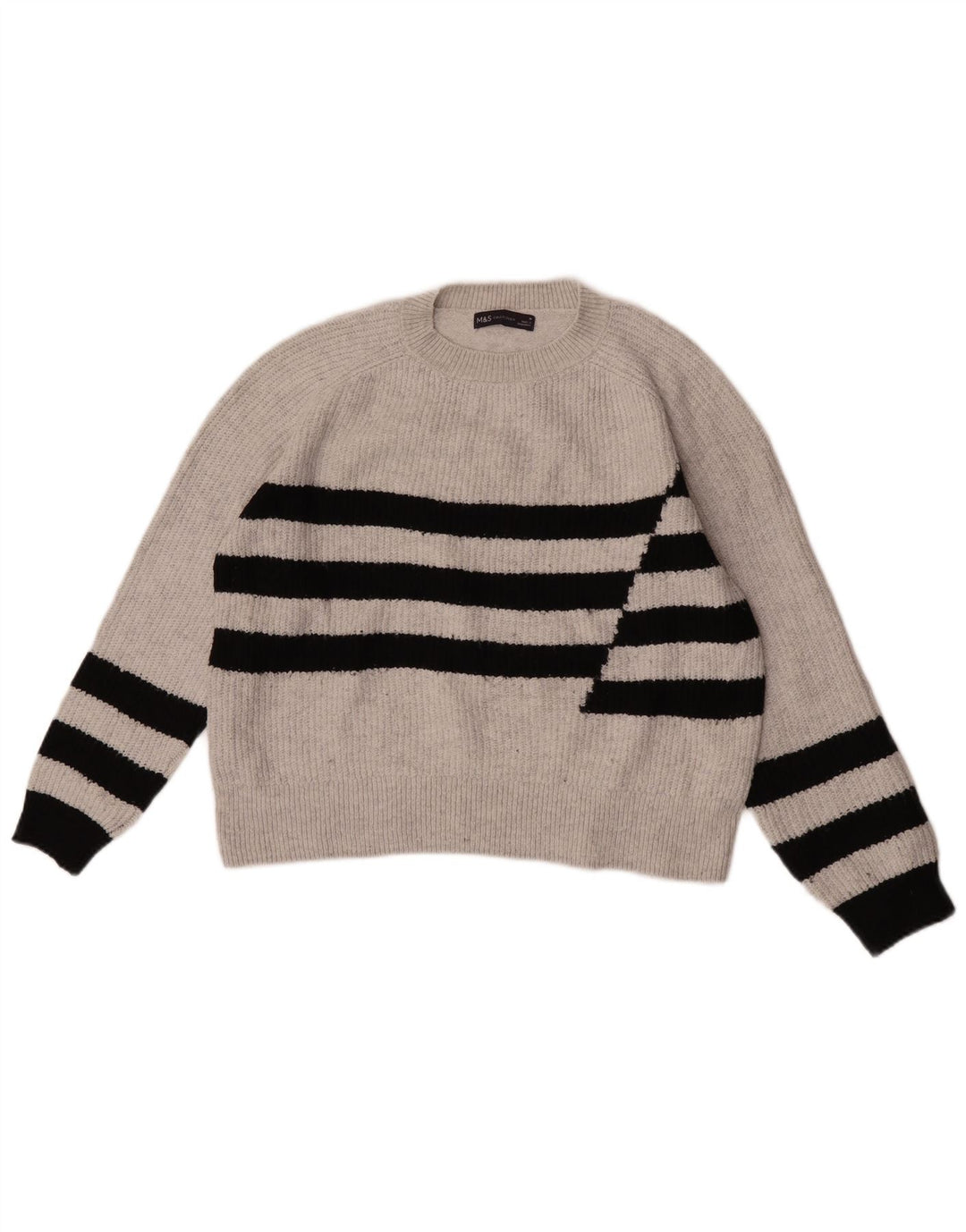 Maglione maglione girocollo da donna Marks & Spencer UK 14 Grigio medio a righe