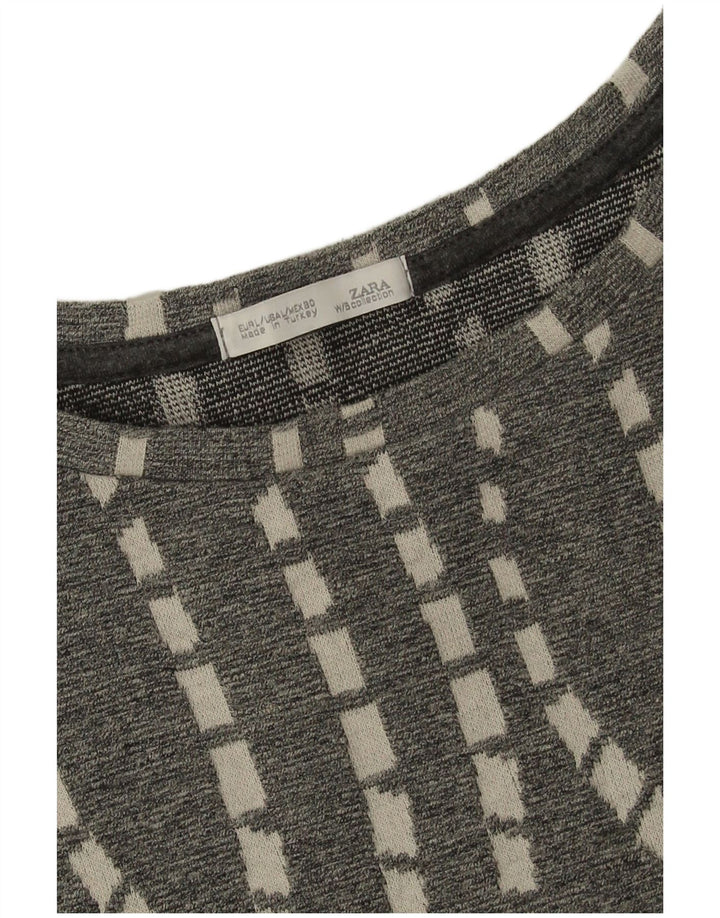 Top tunica da donna Zara UK 16 grande Chevron grigio