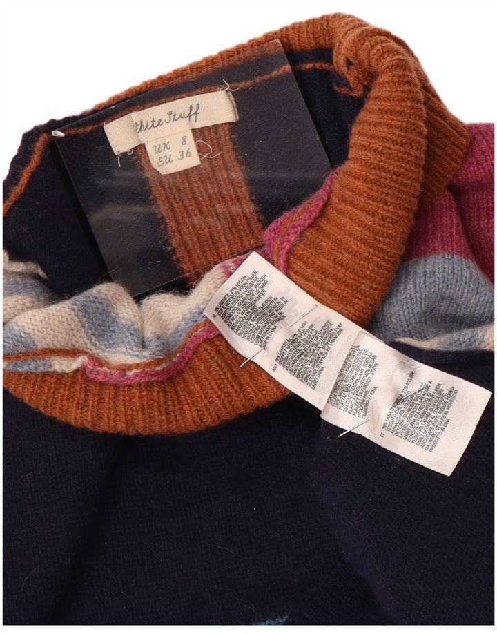 WHITE STUFF Maglione da donna con collo alto e maglione UK 8 piccolo multicolore