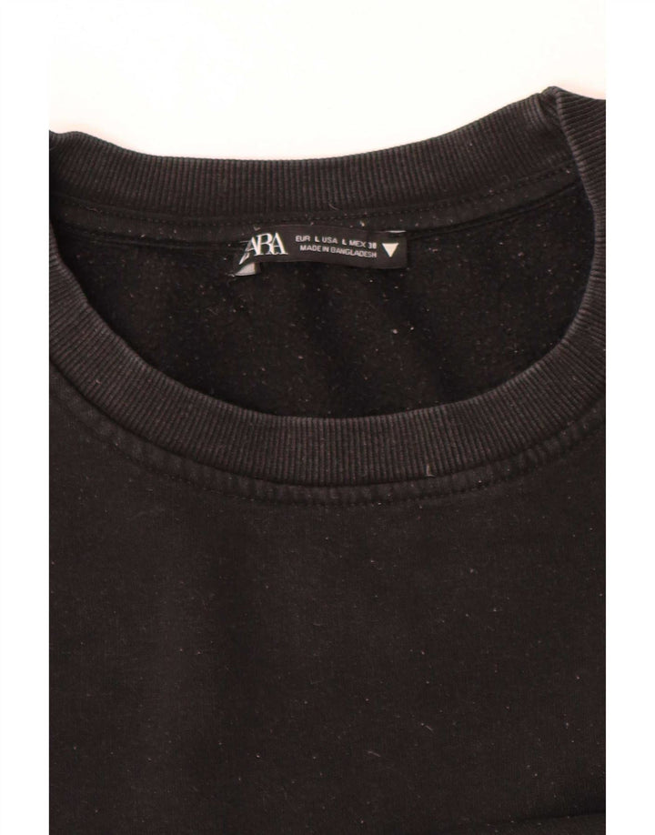 Felpa corta oversize da donna Zara UK 14 grande nera