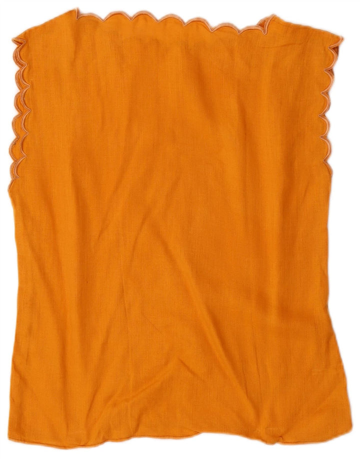 Top camicetta senza maniche vintage da donna UK 12 arancione medio