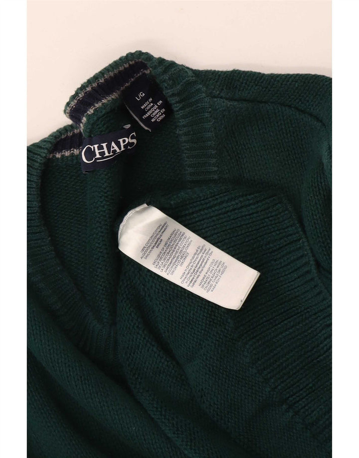 Chaps Uomo Maglione Girocollo Vestibilità Regolare Maglione Grande Cotone Verde